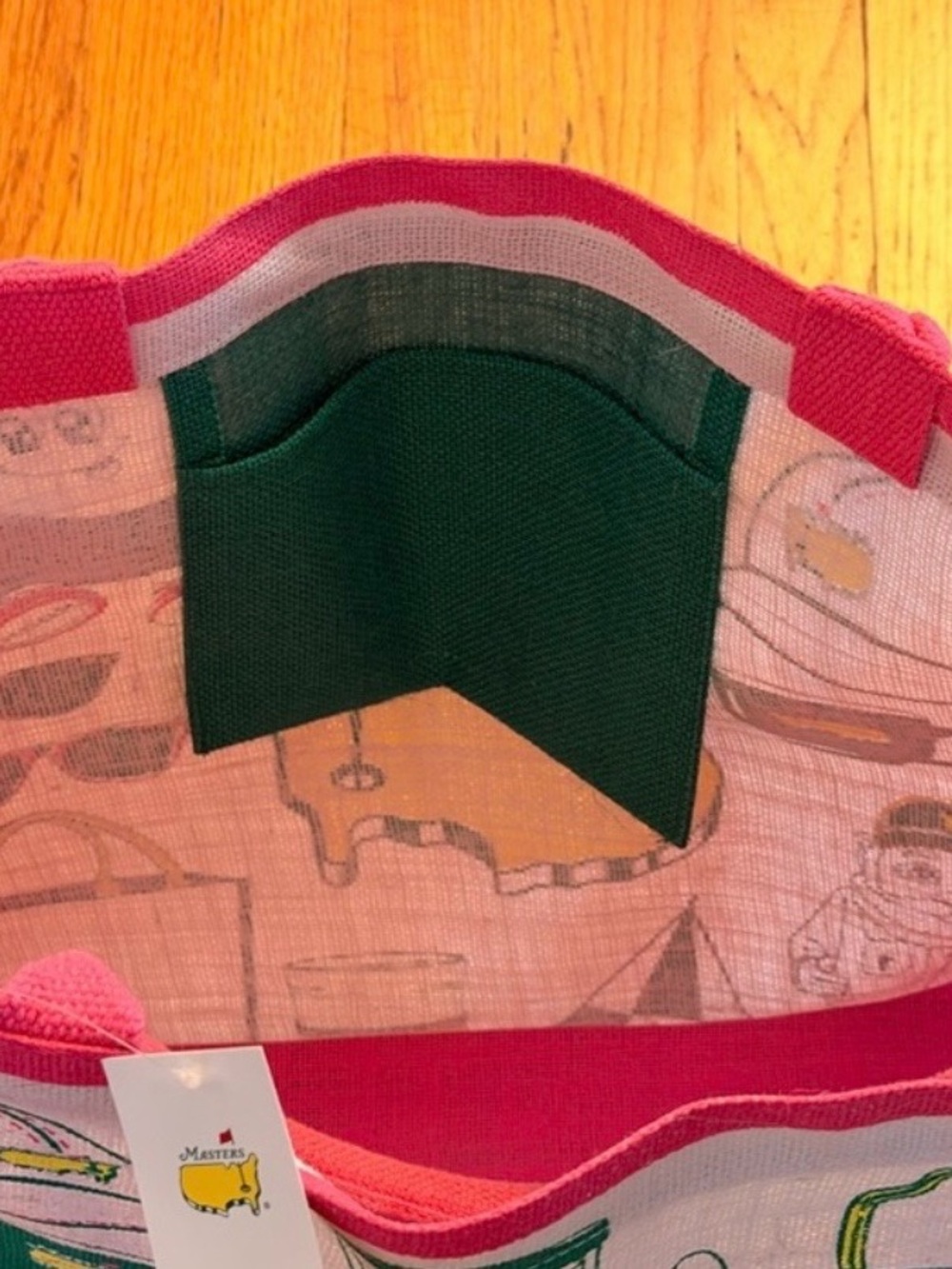 MastersTote Bag - Pink with Yellow/Green Designs - Picture 2 of 2